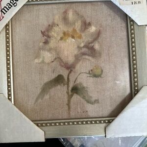 Kohls flower picture metallic wood frame square new